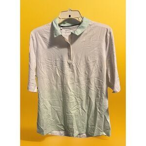 Under Armour Women’s Large White to Teal Gradient Heat Gear Polo A108